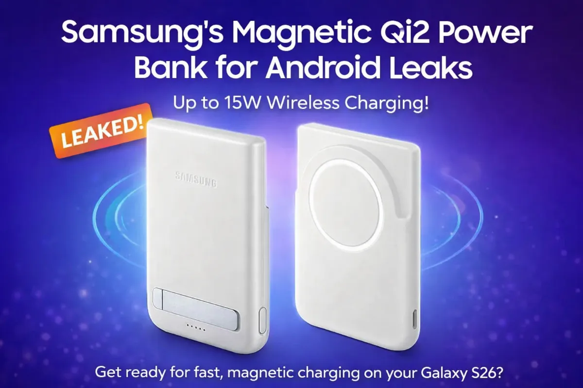 Samsung Qi2 magnetic power bank with 15W wireless charging leaked design